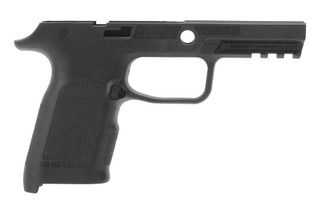 Ergonomic black polymer frame with textured grip and Picatinny rail for SIG P320 Compact.